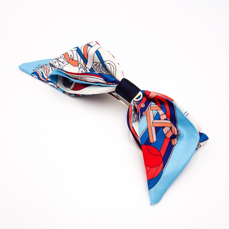 (3 types) Burnaby Modern Scarf Ribbon Hairpin Red Blue /