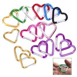 Gearmax 16 Pcs Carabiner Clip Locking Carabiner Aluminum Alloy Heart-Ring Carabiner Clips Hook Camping Accessories for Camping,Fishing, Hiking or Traveling