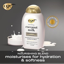 OGX Nourishing + Coconut Milk Conditioner, Hydrating & Restoring Conditioner Moisturizes for Soft Hair After the First Use, Parabens-Free, Sulfate-Free Surfactants, 13 fl. Oz