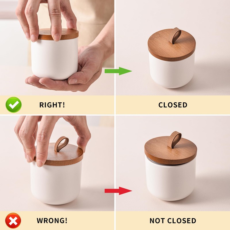 CoorFormer White Ceramic Canister Set with Bamboo Lids, 3-Piece Airtight