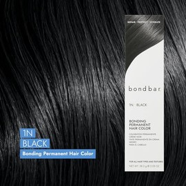 Bondbar Tinte Permanente En Crema 1N Negro Con Unión, Reparador Para Todo Tipo De Cabello, Vegano, Con Unión Incorporada, 58 Ml (2.05 Oz)