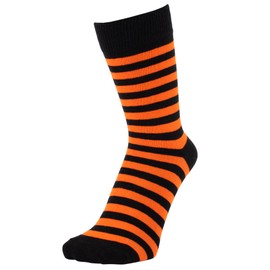ZAKIRA Finest Combed Cotton Striped Dress Socks for Men, Women - 5 Pack, 6-10 (UK), Orange/Black
