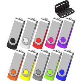 TEWENE 32GB USB Stick Pack of 10, USB 2.0 Data Stick with USB Stick Bag Rotating Foldable Memory Stick USB 32GB Memory Stick Pendrive Flash Drive (32GB Pack of 10)