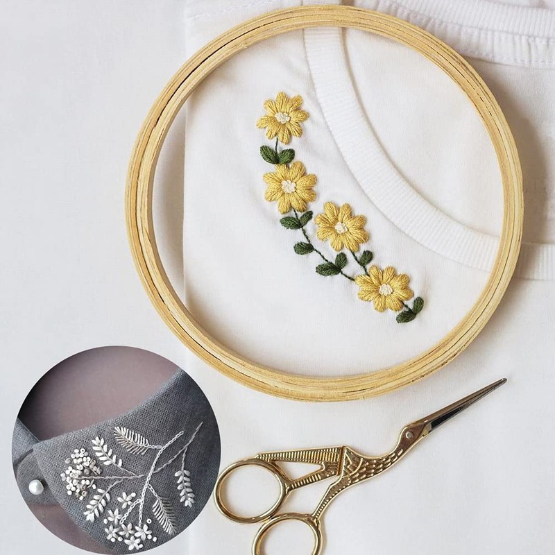 4Pcs 4 Sizes Round Bamboo Embroidery Hoop Circle Cross Stitch