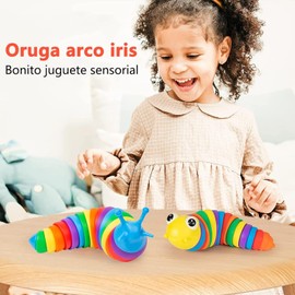 WIVIEW Juguetes Fidget Slug, 2 Piezas Juguete Sensorial para Aliviar el Estrés y Ansiedad, Lindo Aspecto de babosas y orugas en Colores intensos para Regalos, niños, Alivio del Estado de ánimo