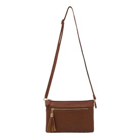 Women's Lightweight Multi Compartment Wristlet Clutch Wallet Crossbody Bag - (WU021-COFFEE)