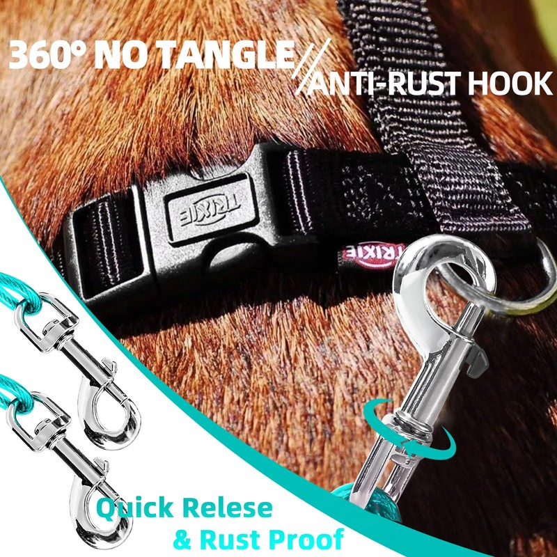 Snagle Paw Dog Tie Out Stake and Run Cable, 20FT