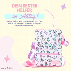 Nurse Is Love Women's Bum Bag - Belt Bag Work for Nurses | Bag Organiser Multi Compartment Ideal for Bandage Scissors, Pupil Light & Care Accessories, White Unicorns, Modern