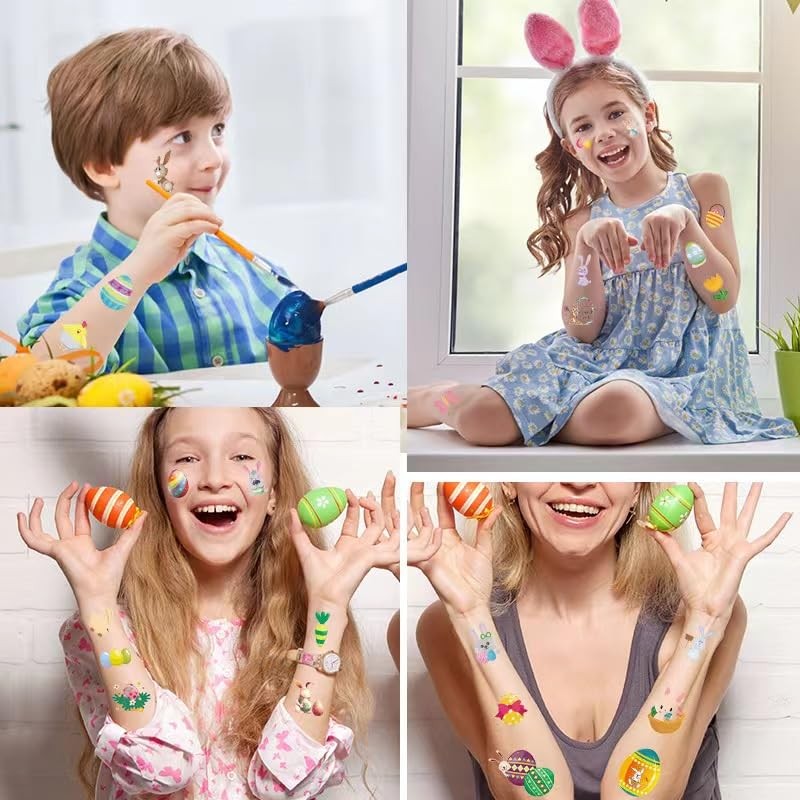 Easter Temporary Tattoos for Kids， Easter themed temporary tattoo stickers，easter