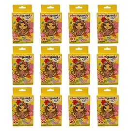 Infectigaurd Kid's Bandages Sterile Adhesive Cuts Protection First Aid (12 Boxes of 20 Bandages= 240Count)