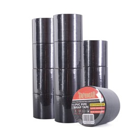 TAPEBEAR Corrosion Protection Pipe Tape, Wrap Pipe Tape for Drain Pipe, Metal Electrical Outdoor Underground Pipe, Waterproof PVC Black Tape, Duct Anti-Corrosion and Protection,4Inch X 33Yard,12rolls