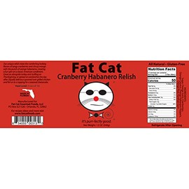 Fat Cat Cranberry Habanero Relish Seasonal Condiment 3 Pack, Preservative-Free, Gluten-Free, Mild-Medium Heat Level, 12 FL OZ jar