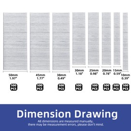 Glarks 4000Pcs 18 Gauge 8 Sizes Galvanized Brad Nails Straight Finishing Nail Assortment Kit, 2/5", 5/8", 3/4", 1", 1-1/4", 1-1/2", 1-3/4", 2" for Molding Cabinetry Assembly