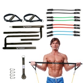VI Resistance Band Bar for Fitness| Pilates Bar Training System with Weights for Women or Men at Home| Adjustable Fitness Resistance Bands & Pilates Bar Kit with Resistance Bands for Full Body Workout
