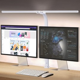 AKRRYR Led Desk Lamp for Home Office,24W Bright Eye-Caring Desk Light with Clamp,5 brightness and 5 temperatures Dimmable Workbench Task Light, Adjustable Gooseneck Table Lamp for Monitor Study(white)