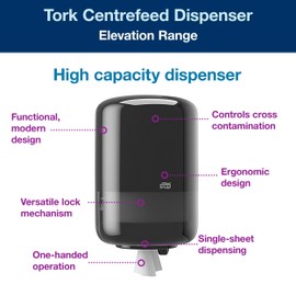 Tork Industrial Centrefeed Dispenser Black M2 Durable Elevation Range 559028A