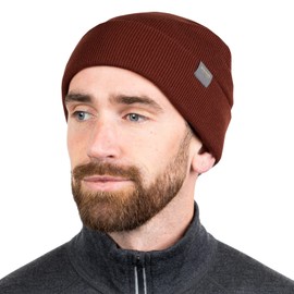 MERIWOOL Beanie for Men and Women - Merino Wool Blend Ribbed Knit Winter Hat Rust