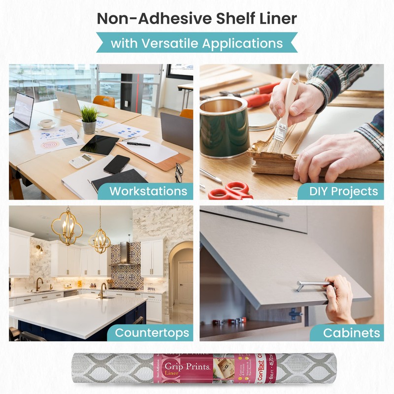 Con-Tact Brand Grip Prints Shelf Liner - Versatile 18" x