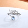 Birthstone Wing Rings Sterling Silver Adjustable Feather Heart Month Stone