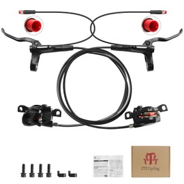 Zmgdrm MT200 Ebike Hydraulic Disc Brake Set, 2-PIN 2-Pistons Power-Off Electric Bike Brake Kit, Pre-Bled with Mineral Oil Brakes Kit Hydraulic Bike Brakes for eBike, Mountain Bike, Road Bike