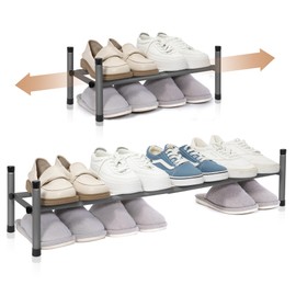 STORAGE MANIAC Expandable Shoe Rack, Stackable Shoe Rack for Closet, Small Shoe Rack Organizer for Entryway, Adjustable Shoe Rack for Garage, Shoe Rack for Front Door, Metal Shoe Rack, Black 1 Tier