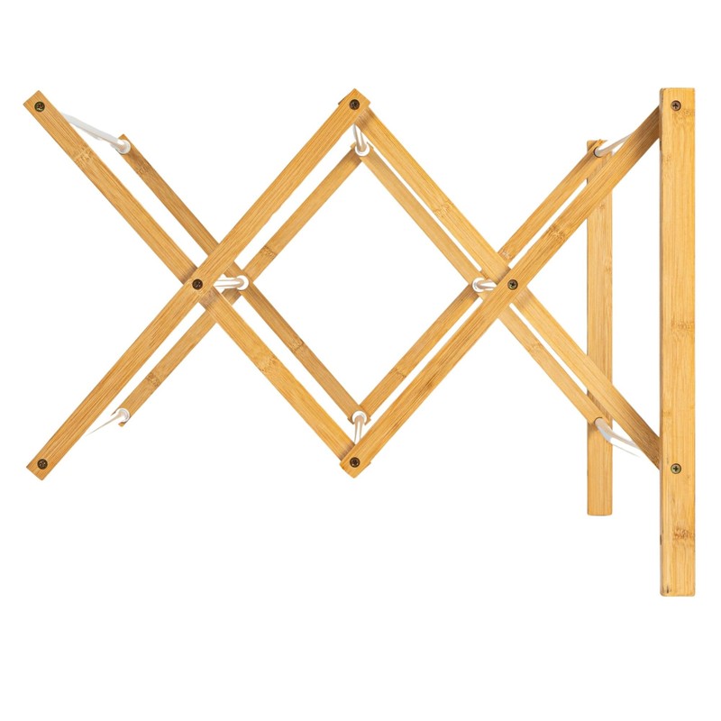 Household Essentials Bamboo and Metal Wall Mount Extendable Drying Rack,