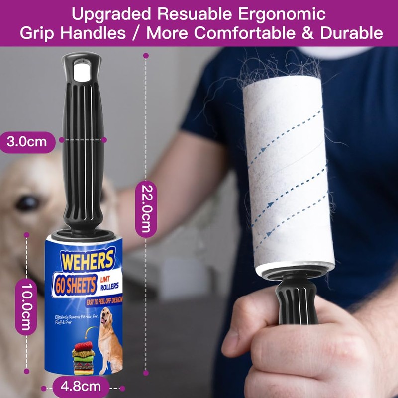 Lint Rollers, 360 Sheets Lint Rollers for Clothes with 6