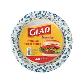 Glad Premium 10 Inch Round Paper Plates - 44 ct White with Blue Berry Design - Heavy Duty Disposable Plates for Everyday Use