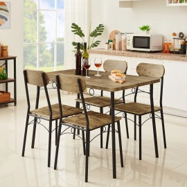 VECELO 5Pcs Dinning table and Chairs Set for 4, Kitchen & Breakfast Nook Small Space - White