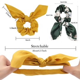 10 Pack Satin Hair Scrunchies Rabbit Bunny Ear Bow Bowknot Scrunchie Bobbles Elastics Hair Ties Bands Ponytail Holder for Women Girls