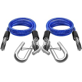 NAZON 48IN/60IN Trailer Safety Cables with Hooks 2-Pack Chains Towing 5000 Lbs Break Strength for Boat Safety Cables Blue PVC Coating Trailer Chains for Security