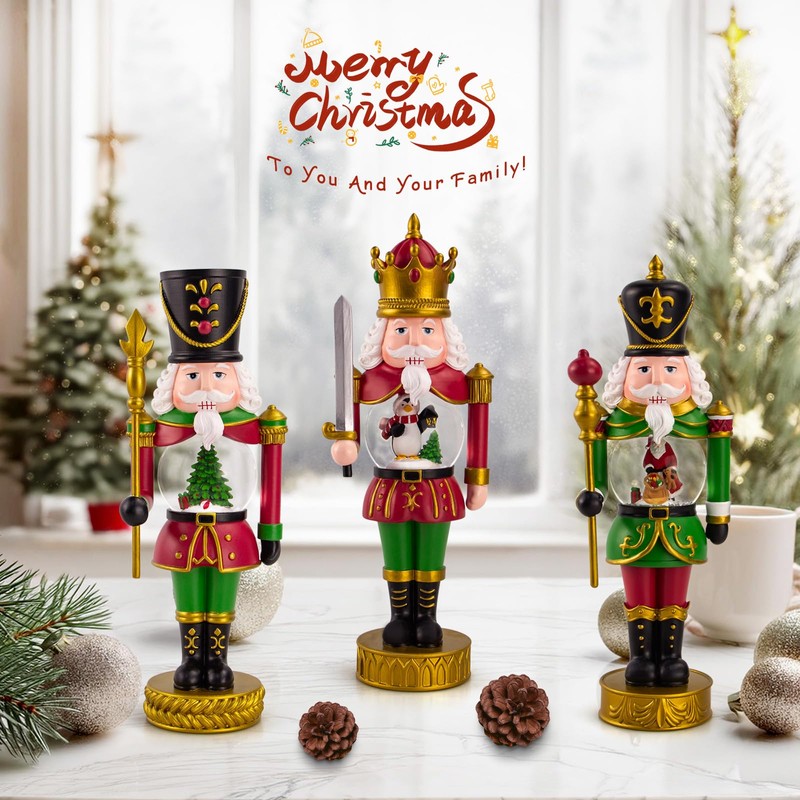 Christmas Nutcracker Ornaments with Snow Globe, 8.3 Inch Christmas Nutcracker