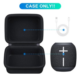 BOVKE Hard Travel Case for Ultimate Ears WONDERBOOM 4/3 /2 Portable Waterproof Bluetooth Speaker, UE WONDERBOOM 4 Dustproof Floating Speaker Holder, Extra Space for Charging Cables, Black
