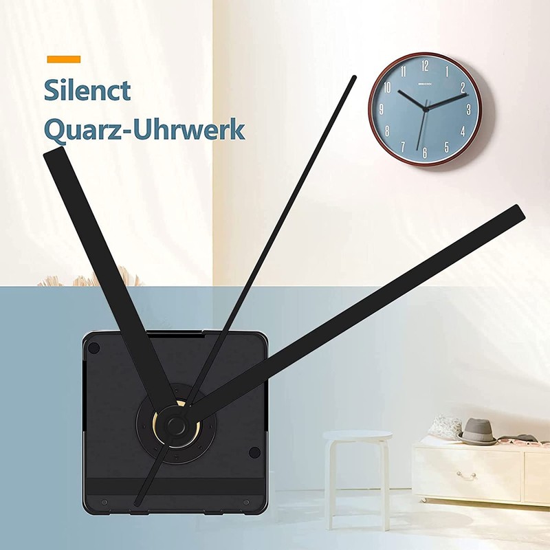 zhibeisai Silent Quartz Clock Mechanism Kit, Long Shaft Wall Clock