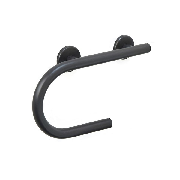 Grab Bar Toilet Paper Holder - ADA Safety Handrail/304 Stainless/Left/Oil Rubbed Bronze/ 16.5"x 10"