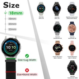 Runostrich Quick Release Nylon Watch Strap 18mm 19mm 20mm 22mm 24mm, Nylon Sport Loop Bands Replacement Strap Women Men, 4pcs