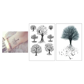 SC887 972 Temporary Tree Tattoo Fake Tree Tattoo Bird Tattoo 2 Sheets