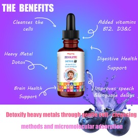 Misyvoing Zeolite for Kids&Adults Supports Cell Restoration,Natural Body Cleanse,Support Digestive Health,Immune System,Improves Focus,Vitamin B12, D3&C, Sugar-Free (60ml, Blueberry)