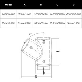Pack of 2 60 Degree Handrail Pipe Fitting for Boats, Stainless Steel 316 Marine Hardware Lefts, Handrail, Railing, Hardware Connector for 22 mm Pipe