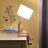 ELINKUME Robot Bedside Lamp, Fabric Lampshade Match Foldable Solid Wood