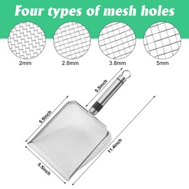 GIONAR Set of 4 Stainless Steel Garden Sieve Soil, Compost Sieve with Handle, Garden Sieve, Sand Sieve, Sieve, Sand Sieve (2/2.8/3.8/5 mm Mesh)
