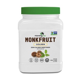 Morning Pep Monk Fruit Sweetener, golden Sugar Substitute, 2.5 lb, Keto Friendly, 1:1 Sugar Replacement, Zero Calorie, Non-GMO, Kosher, Golden - 2.5 lb