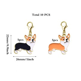 JKJF Pack of 10 Cute Corgi Dog Pendant Charm Corgi Dog Keychains Corgi Dog Tag for Animal Lovers Dog Lovers - Black and Yellow