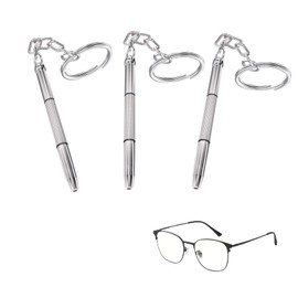 3 Pcs Sunglass Glasses Repair Tool Kit with Keychain,Multifunction Sunglasses Screwdriver,Multifunction Eyeglass Screwdriver,Glasses Screwdriver Mini Hand Tool for Eyeglass Screwdriver Watch Repair