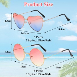 YSJCHEBS 6-Piece Sunglasses, Festival Accessories, Carnival Glasses, Funny Sunglasses for Adults, Festival Accessories for Women, Disco Sunglasses, Carnival Accessories for Women, Round Glasses,