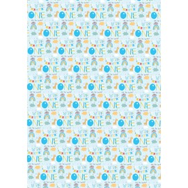 2 Sheets 1st Birthday Boy Age 1 Animals Rainbow Wrapping Paper Age One Male Blue Giftwrap (PA)