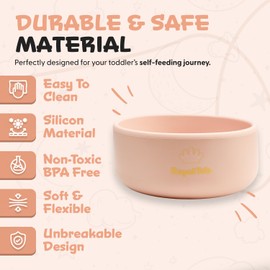 RoyalTots Silicone Baby Bowls 6-12 Months+ - Durable Toddler Food Bowls, Baby Food & Feeding Bowls | Perfect Snack Bowl for Toddlers | BPA-Free, Non-Slip, Microwave Safe (Pink)