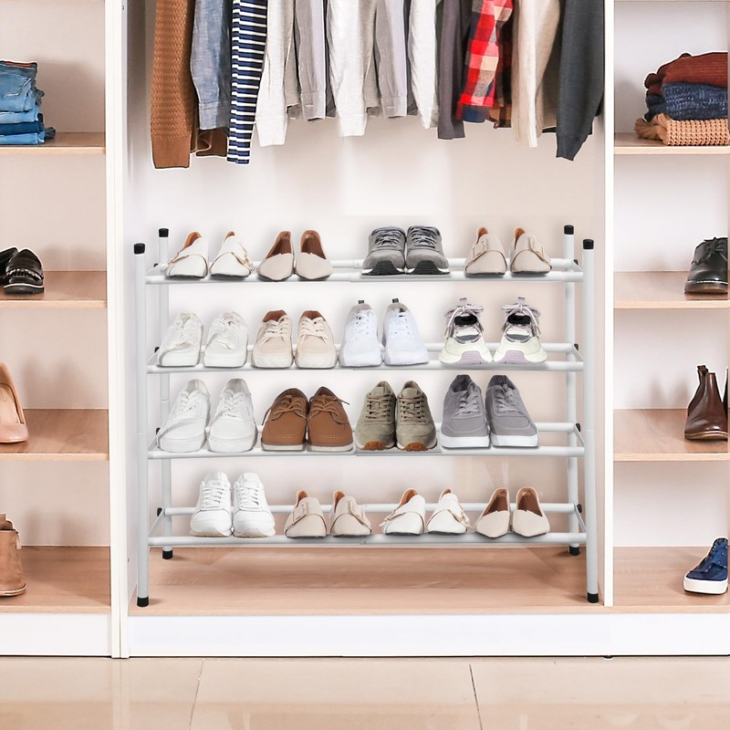 STORAGE MANIAC Expandable Shoe Rack, 16 Pairs Stackable Small Shoe