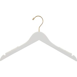 White Finish Wood Top Hanger with Rubber Non-Slip Strips and Brass Hardware in 17" Length X 7/16" Thick, Box of 100