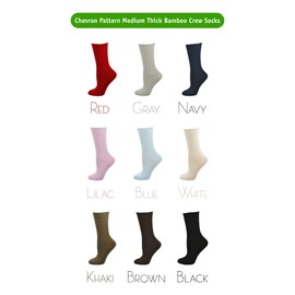 Women's Chevron Pattern Medium Thick Non Binding Cuff Rayon Derived from Bamboo Crew Casual Dress Socks 3 Pair Pack